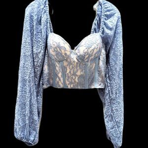Blue Lace Corset Blouse - Size Small - NWT
